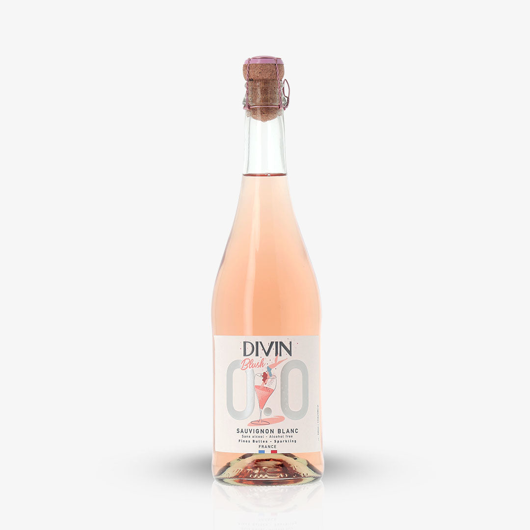 DIVIN SPARKLING BLUSH: feine Perlage mit Rosa-Schimmer und 0,0 % Alkohol