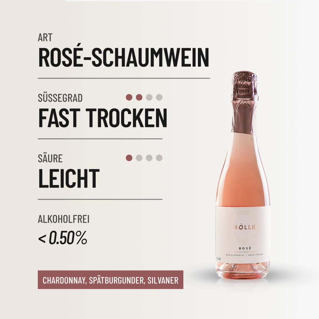 BOLLE ROSÉ SPARKLING 0,375: Fein perlender Rosé mit Aromen von roten Früchten.
