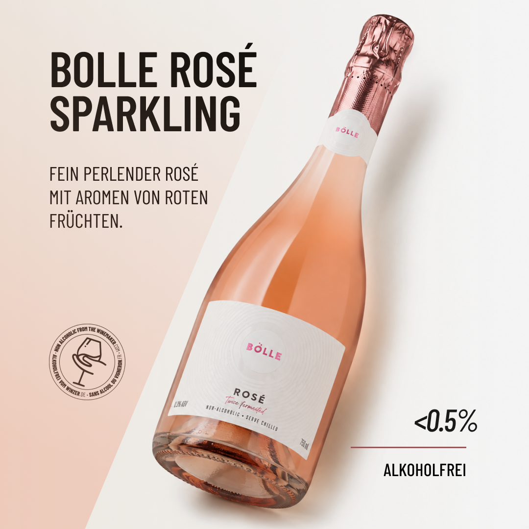 BOLLE ROSÉ SPARKLING: Fein perlender Rosé mit Aromen von roten Früchten.