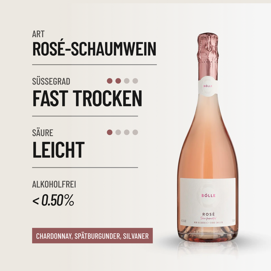 BOLLE ROSÉ SPARKLING: Fein perlender Rosé mit Aromen von roten Früchten.