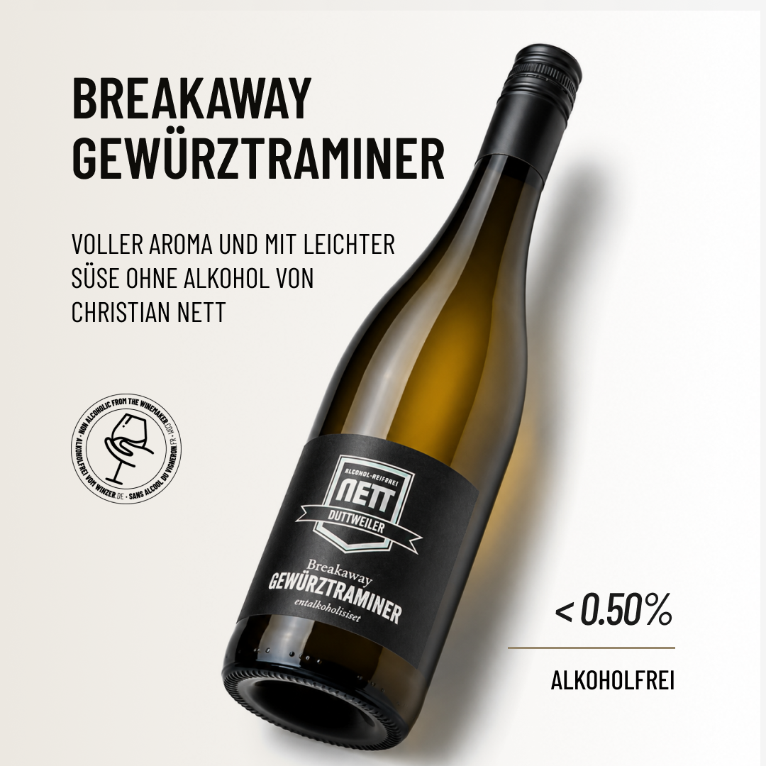 BREAKAWAY GEWÜRZTRAMINER: Voller Aroma und mit leichter Süße ohne Alkohol von Christian Nett
