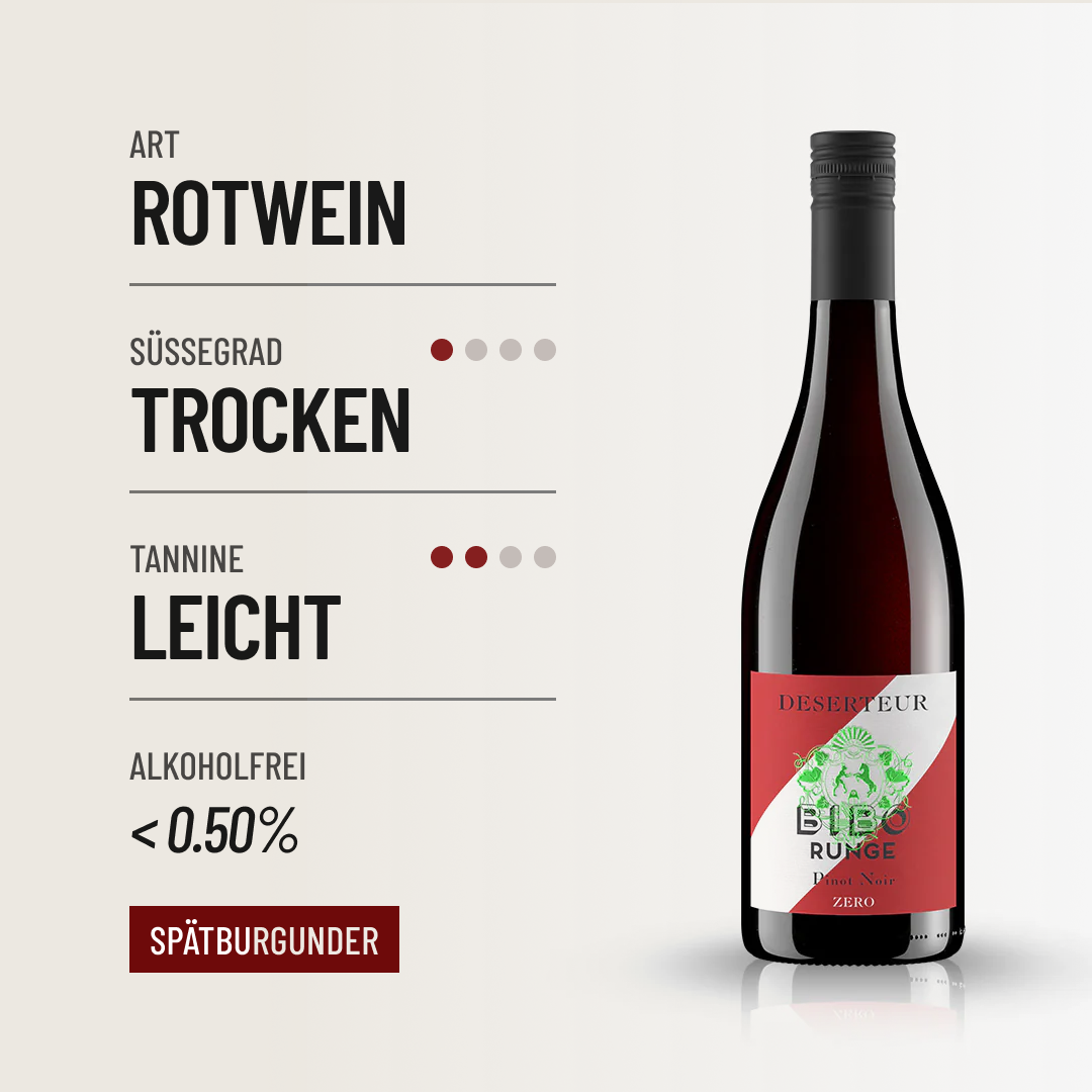DESERTEUR PINOT NOIR:  der ganze Charme dieser einzigartigen, alkoholfreien Rebsorte!