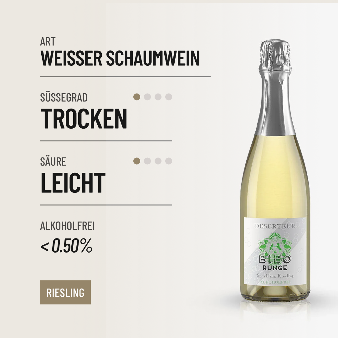 DESERTEUR SPARKLING RIESLING : prickelnder alkoholfreier Genuss