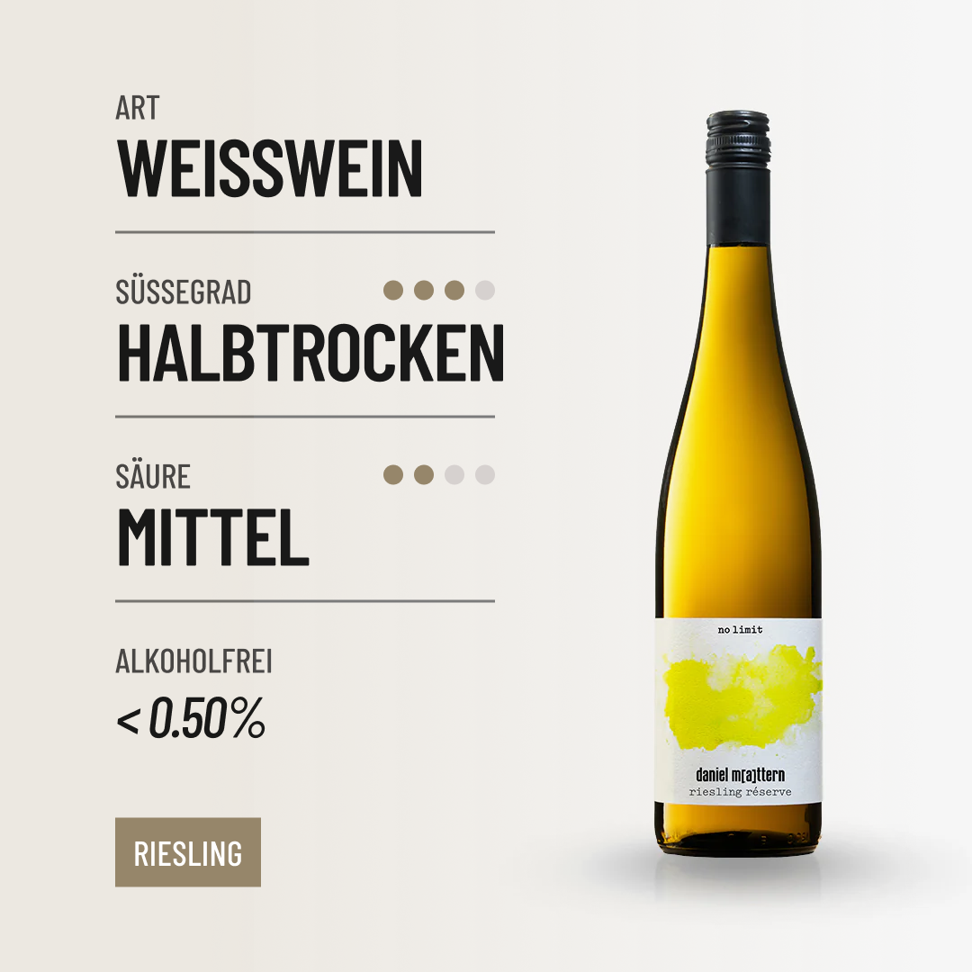 NOLIMIT RESERVE SPÄTLESE: eine alkoholfreie Spätlese mit vielschichtigen Aromen.