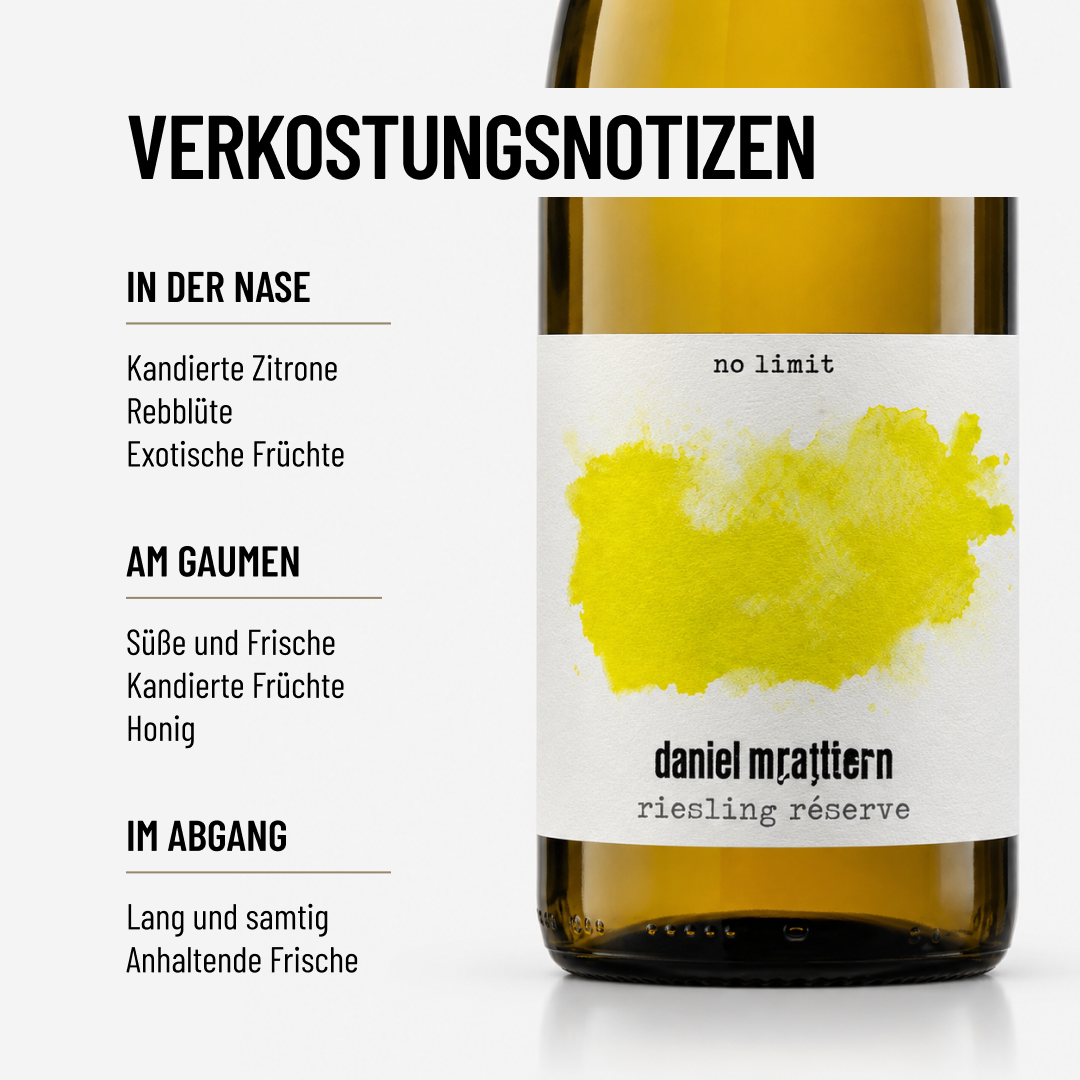 NOLIMIT RESERVE SPÄTLESE: eine alkoholfreie Spätlese mit vielschichtigen Aromen.
