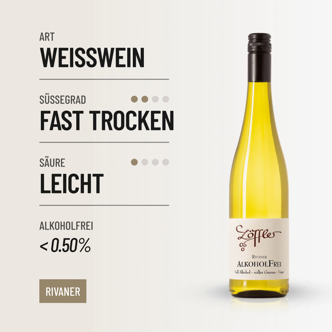 NULL ALKOHOL WEISS: Alkoholfreier Rivaner Weisswein von Löffler