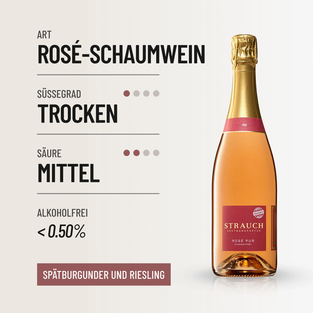 ROSÉ PUR BIO: Alkoholfreier Rosé-Schaumwein aus der Strauch Sektmanufaktur