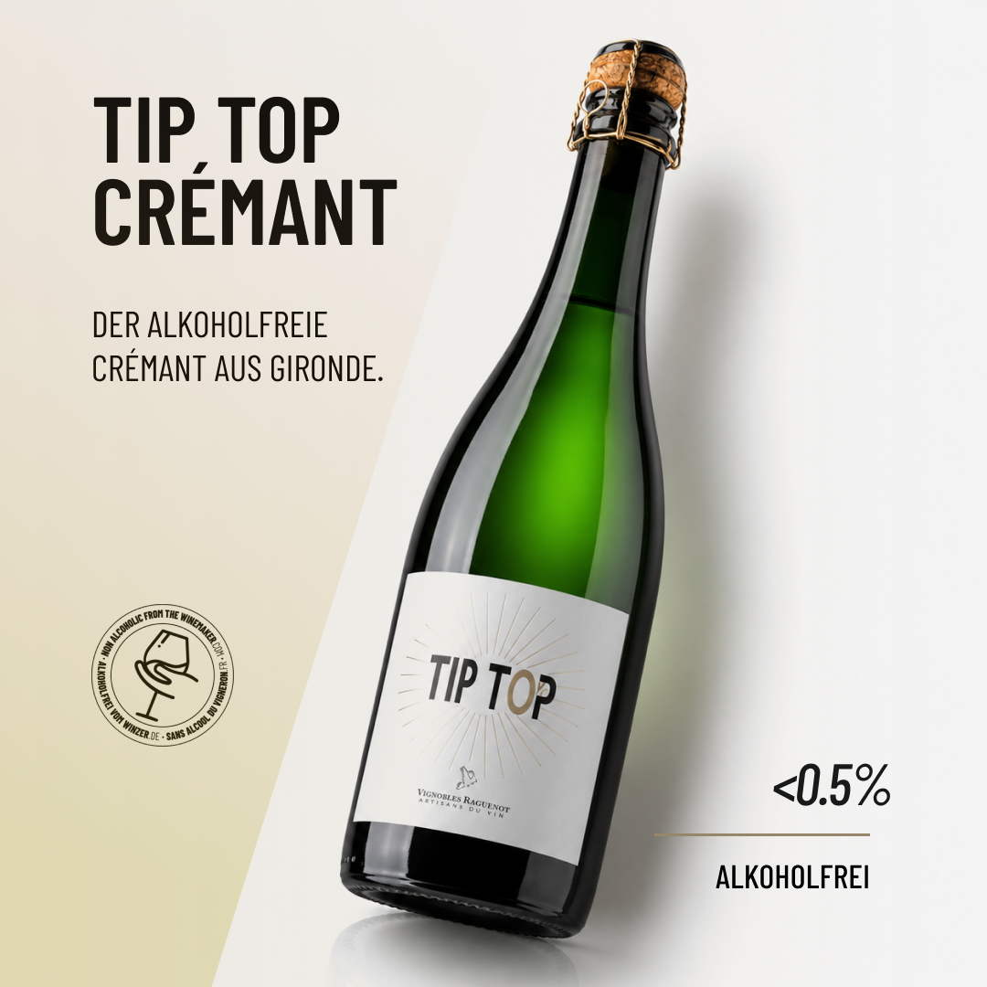 TIP TOP CRÉMANT: der alkoholfreie Crémant aus Gironde.
