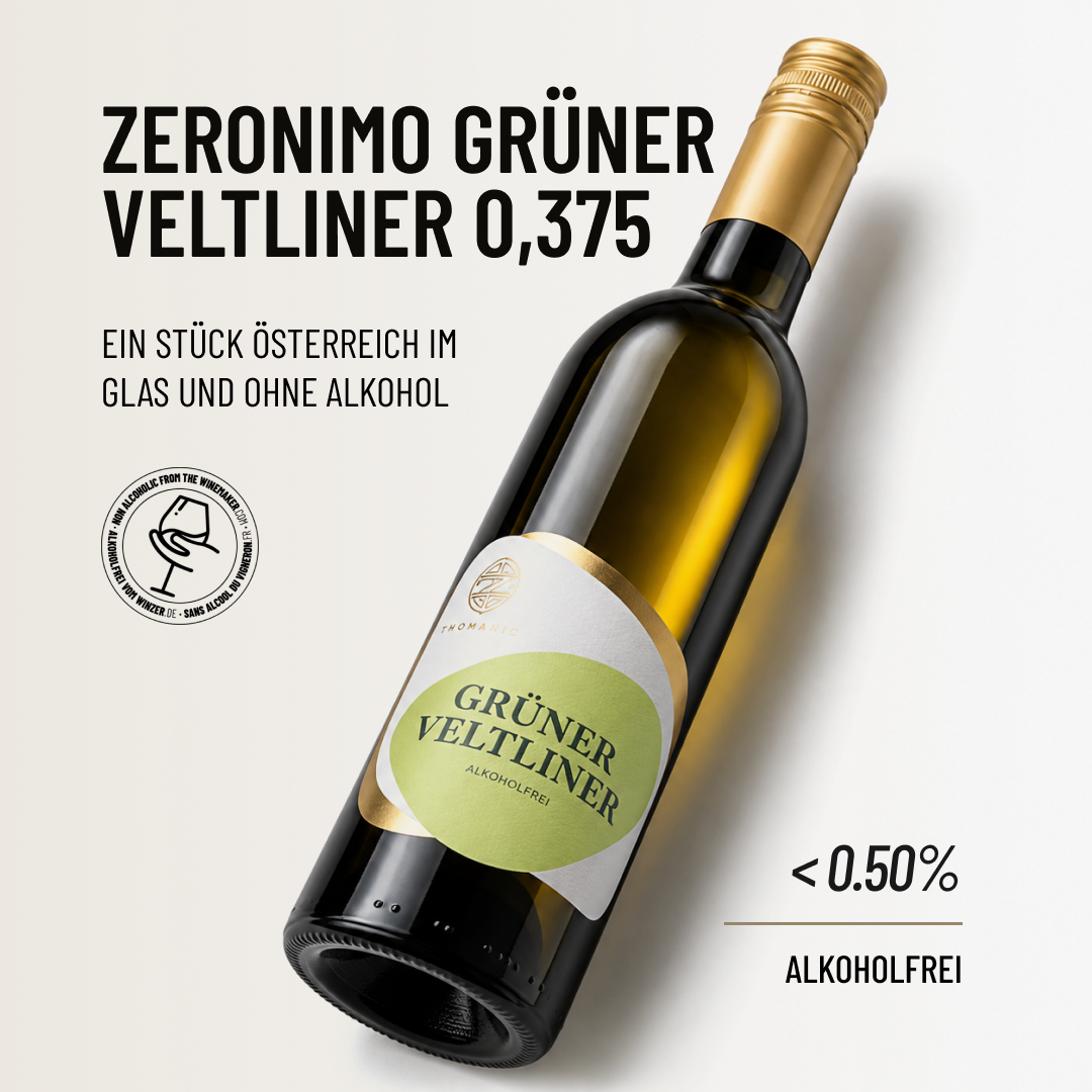 ZERONIMO GRÜNER VELTLINER 0,375: ein Stück Österreich im Glas und ohne Alkohol