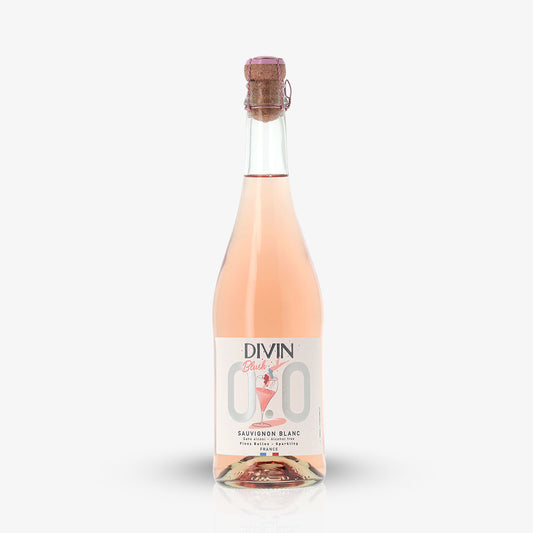 DIVIN SPARKLING BLUSH: feine Perlage mit Rosa-Schimmer und 0,0 % Alkohol